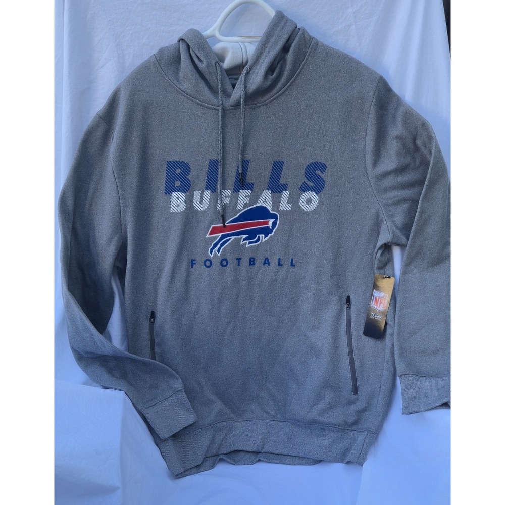NWT NFL Team Apparel Buffalo Bills Hoodie Grey Adult Large Zippered Pockets